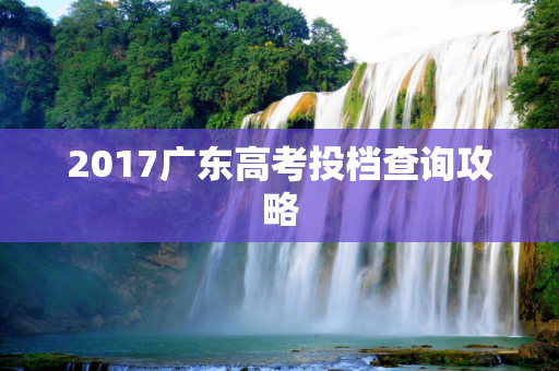 2017广东高考投档查询攻略