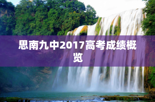 思南九中2017高考成绩概览