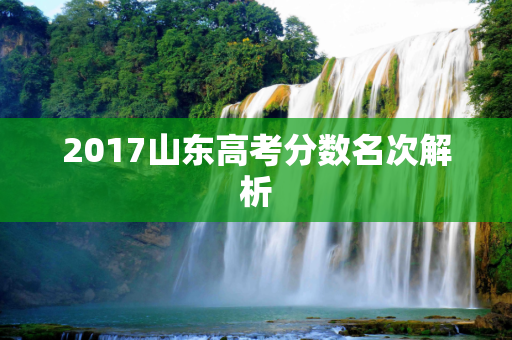 2017山东高考分数名次解析