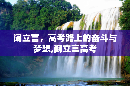阚立言，高考路上的奋斗与梦想,阚立言高考