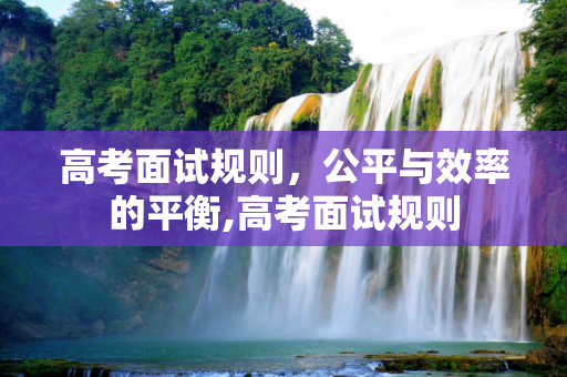 高考面试规则，公平与效率的平衡,高考面试规则